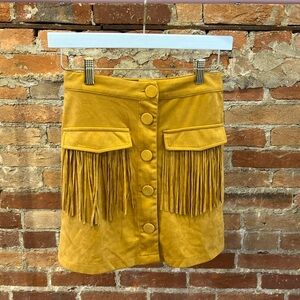 Women’s Flying Tomato Mustard Yellow Suede Mini Skirt